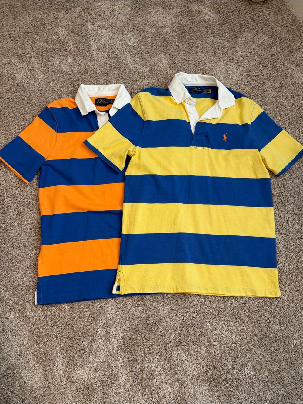 Polo by Ralph Lauren Blue & Yellow Striped Rugby Polo Shirt